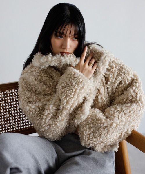 ENC コート アウター poodle boa 2way collar coat / プードルボア2WAY