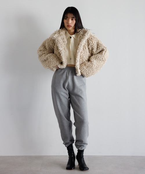 ENC コート アウター poodle boa 2way collar coat / プードルボア2WAY