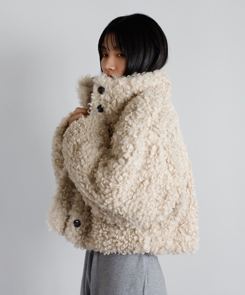 ENC コート アウター poodle boa 2way collar coat / プードルボア2WAY