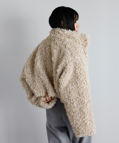 ENC コート アウター poodle boa 2way collar coat / プードルボア2WAY