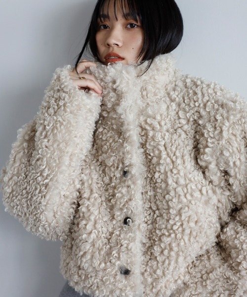 ENC コート アウター poodle boa 2way collar coat / プードルボア2WAY