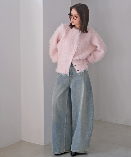 AKTE（アクテ） カーディガン フラッフィーボタンフライニット