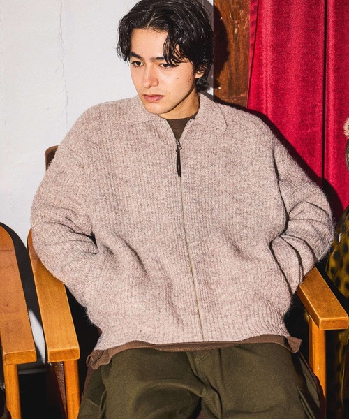 ニコアンド be with M ニット　ブルゾン　カーディガン niko and…（ニコアンド） ニットカーディガン MEDIUM オレンジ メンズ