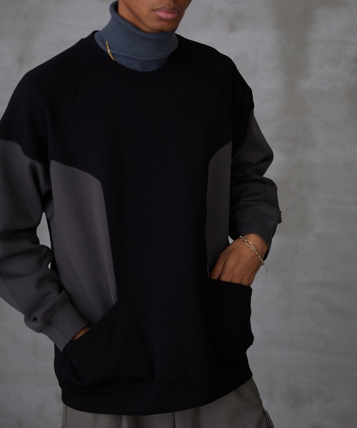 「Lui's」 「Neucon」スウェットカットソー 2 ブラック メンズ_画像4