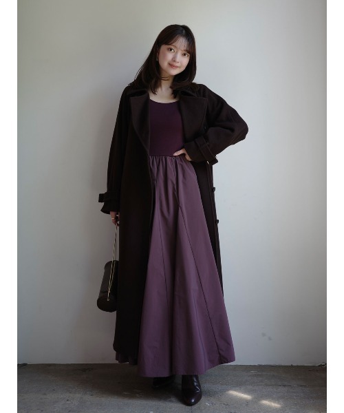 anuans（アニュアンス） ワンピース ニットドッキングフレアワンピース