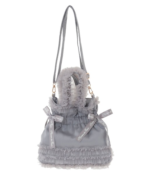 Maison de FLEUR トートバッグ 「予約」チュールフリルダブルリボン