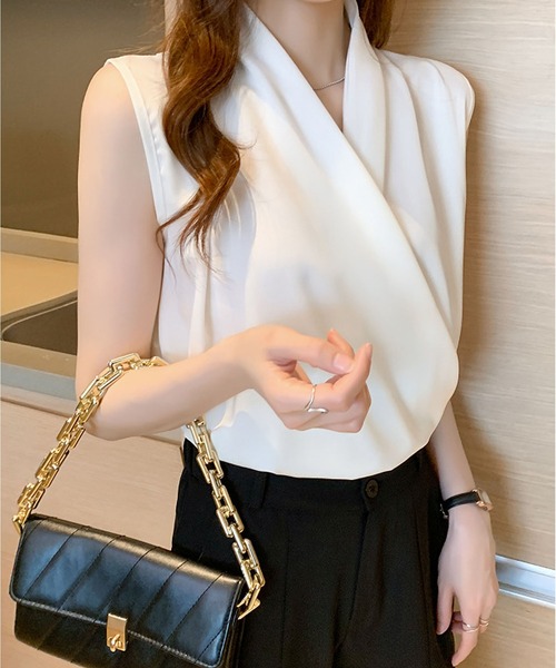 「BLANC FICELLE」 ノースリーブブラウス M ブラック レディース_画像7