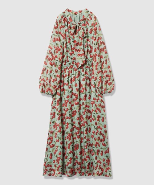 ワンピース 「LOULOU WILLOUGHBY」LISAチェリープリント リボンワンピースの画像