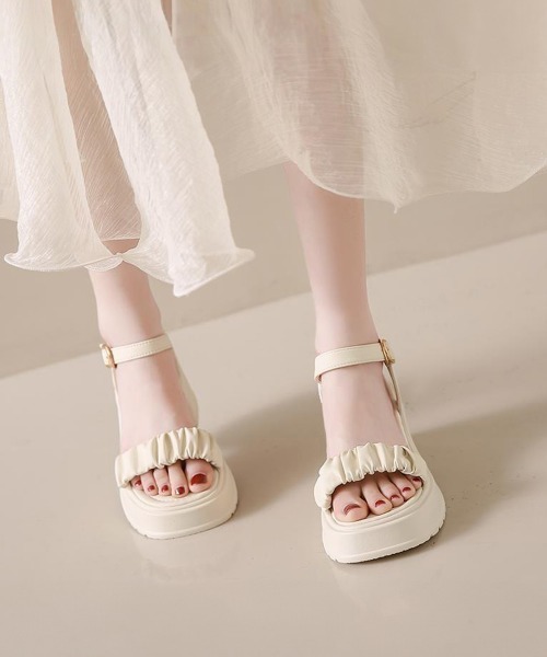 「Miniministore」 ヒールサンダル 24.5cm アイボリー レディース_画像4