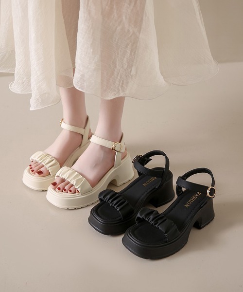 「Miniministore」 ヒールサンダル 24.5cm アイボリー レディース_画像8