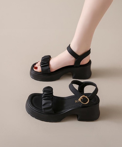 「Miniministore」 ヒールサンダル 24.5cm アイボリー レディース_画像9