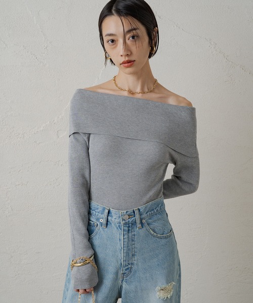 「LOUNGEDRESS」 長袖ニット FREE グレー レディース_画像9