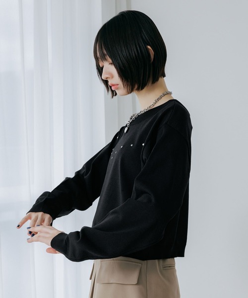 PAGEBOY（ページボーイ） ニット セーター スタッズルーズネックプル