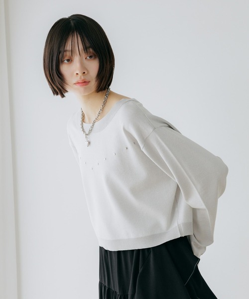 PAGEBOY（ページボーイ） ニット セーター スタッズルーズネックプル