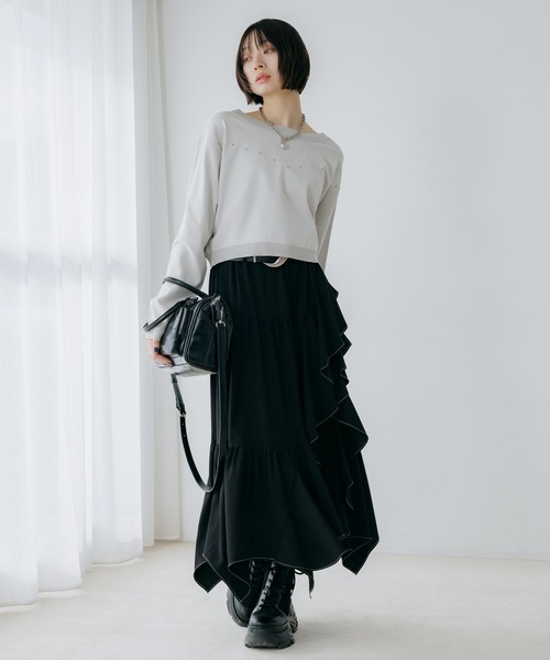 PAGEBOY（ページボーイ） ニット セーター スタッズルーズネックプル