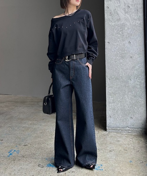 PAGEBOY（ページボーイ） ニット セーター スタッズルーズネックプル