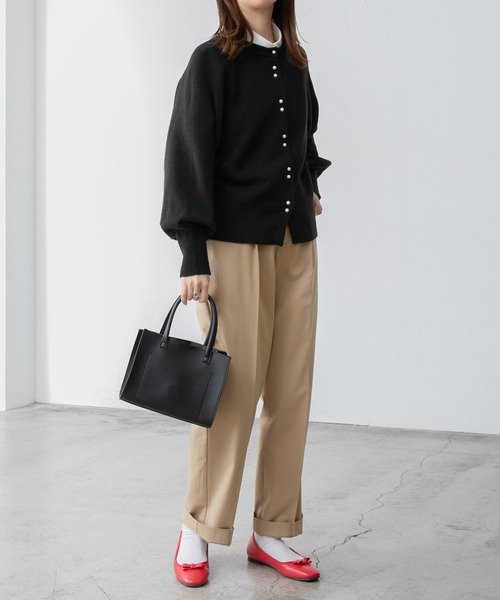 「BONLECILL」 ニットカーディガン FREE レッド レディース_画像3