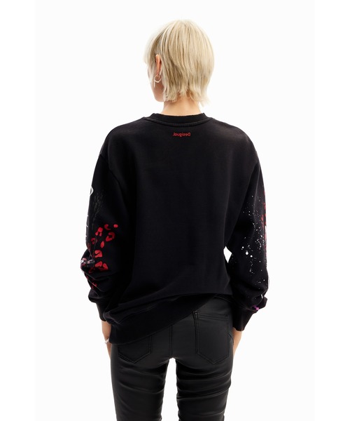 【新品】 Desigual ロゴ入り黒スウェット Lサイズ Desigual（デシグアル） スウェットカットソー M ブラック レディース