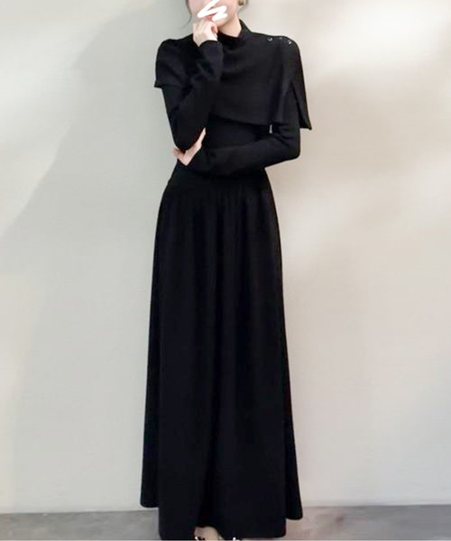 ワンピース ケープライクタイトニットロングワンピース : ZOZOTOWN