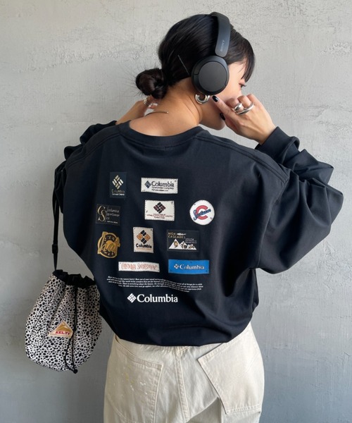 ブラック グラフィックプリント 長袖カットソー Columbia（コロンビア） uvカット tシャツ 「WEB限定」「Columbia