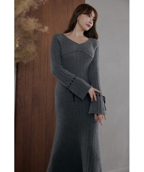 「Her lip to」 ニットワンピース M ベージュ レディース_画像3