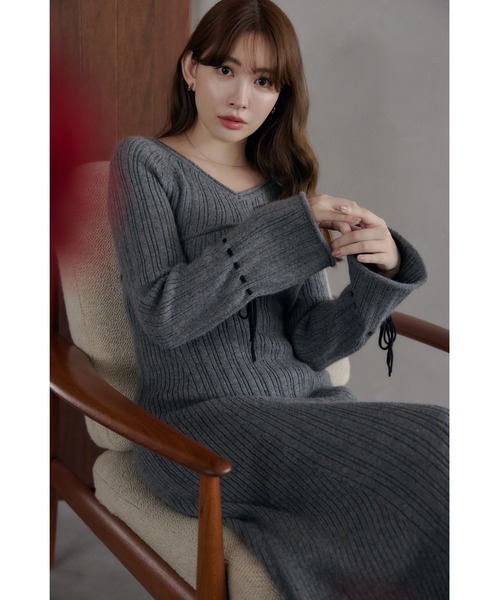 「Her lip to」 ニットワンピース M ベージュ レディース_画像5