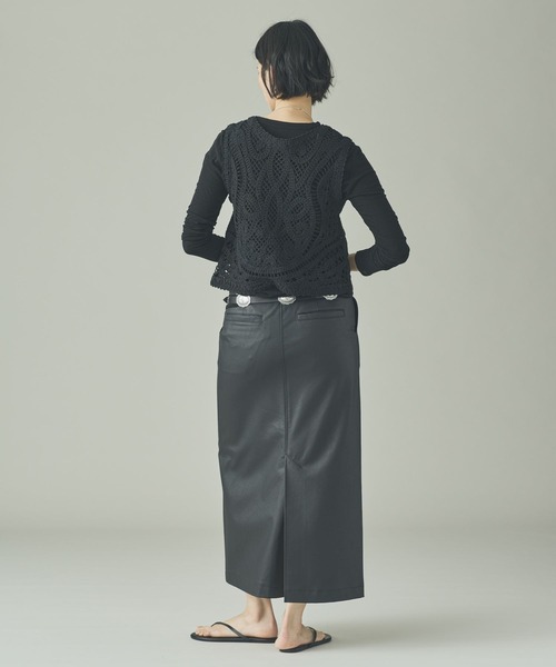 【新品】  CURRENTAGE / カレンテージ | 2Wayジレ ベルテッド ベスト | ブラック | レディース Curensology（カレンソロジー） ベスト ジレ /レース2WAYニットベスト