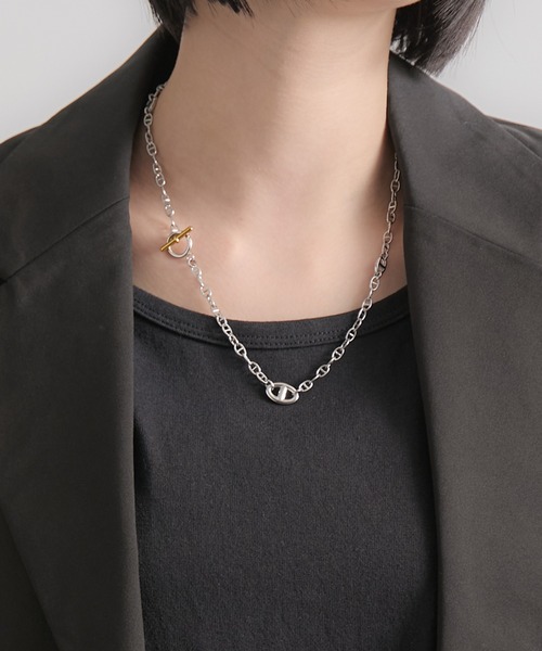 CIASENSE アレルギー対応 ネックレス 2Way Two-tone Anker Chain 