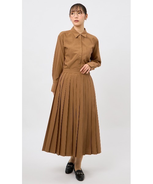 「AOYAMA」 「AnchorWoman」プリーツスカート L キャメル レディース_画像2