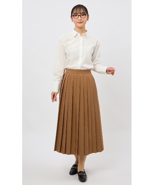 「AOYAMA」 「AnchorWoman」プリーツスカート L キャメル レディース_画像3