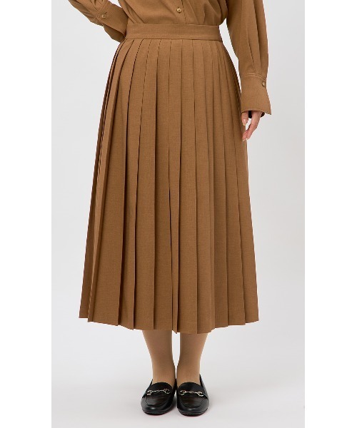 「AOYAMA」 「AnchorWoman」プリーツスカート L キャメル レディース_画像4