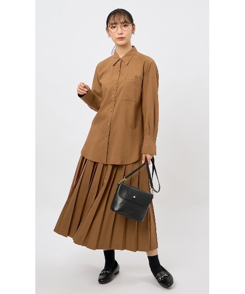「AOYAMA」 「AnchorWoman」プリーツスカート L キャメル レディース_画像7
