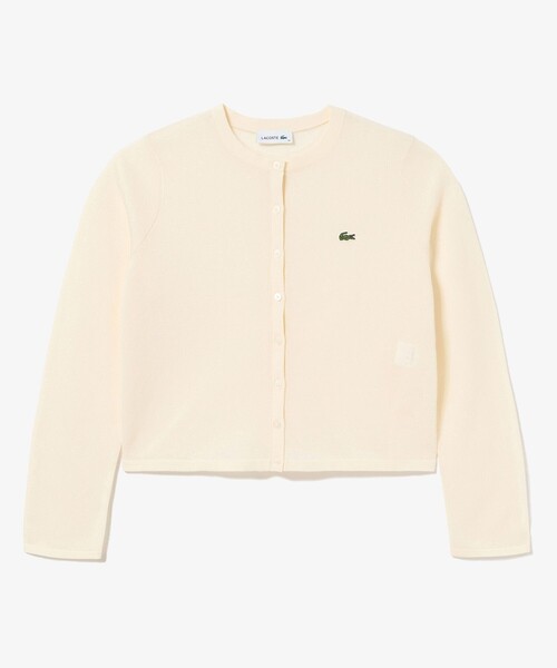 LACOSTE（ラコステ） カーディガン 丸首ラメ クロップド丈 ハイゲージ