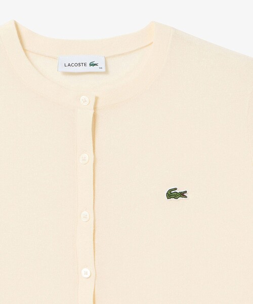LACOSTE（ラコステ） カーディガン 丸首ラメ クロップド丈 ハイゲージ