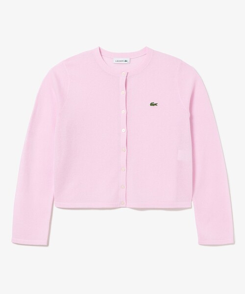 LACOSTE（ラコステ） カーディガン 丸首ラメ クロップド丈 ハイゲージ