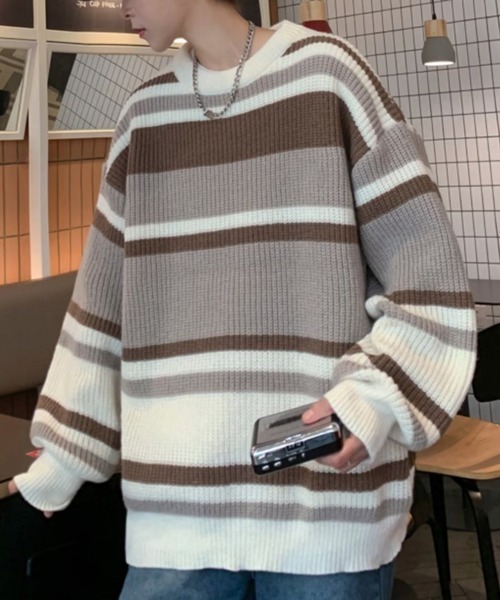 「NOWLE」 長袖ニット MEDIUM ベージュ メンズ_画像9