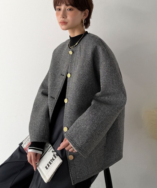 「Classical Evon」 ノーカラージャケット SMALL ブラック レディース_画像9