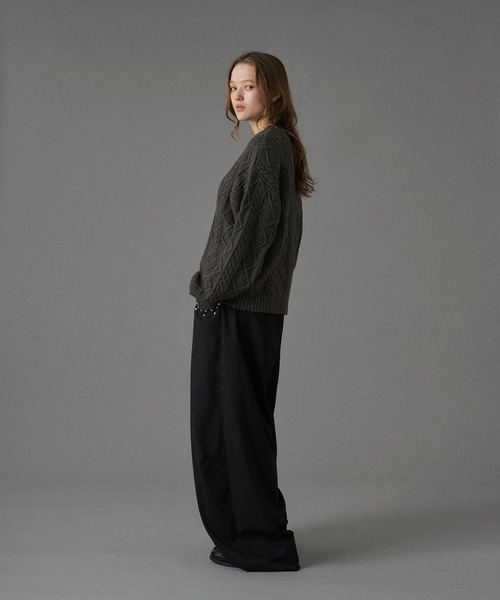 「ONCILY」 ニットカーディガン LARGE ネイビー メンズ_画像3