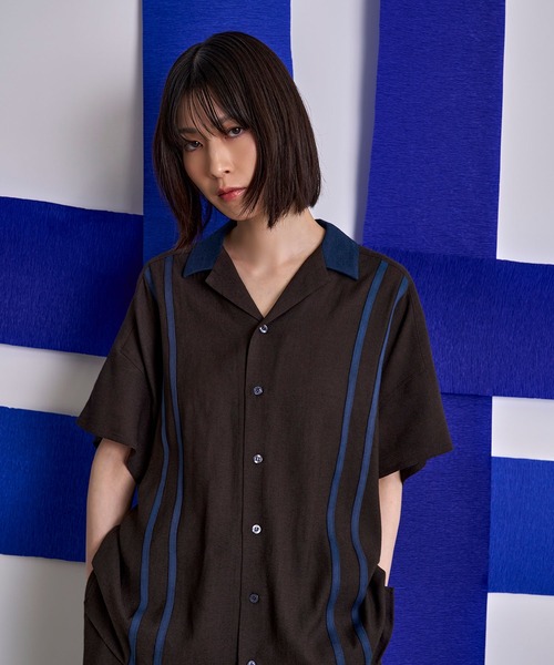 Nora Lily（ノラリリー） シャツ 半袖 「Nora Lily」Retro Line Open