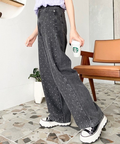 「moment+」 デニムパンツ L ブルー系その他 レディース_画像5