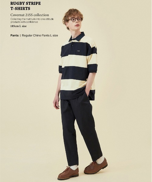 COVERNAT ポロシャツ 「COVERNAT」RUGBY STRIPE POLO SHIRT