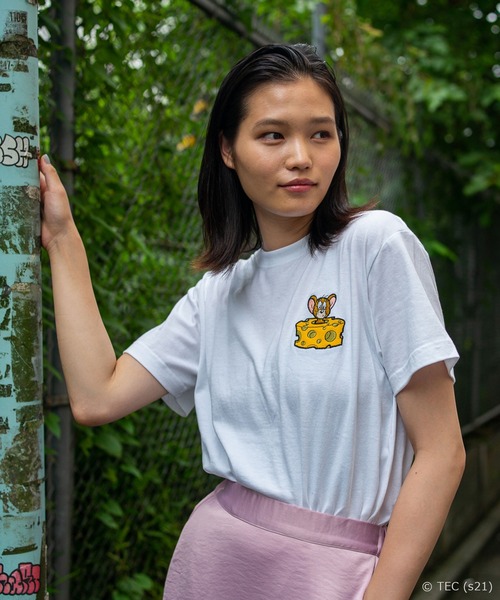 tシャツ トムとジェリー 半袖Tシャツ チーズ ホワイト レディース