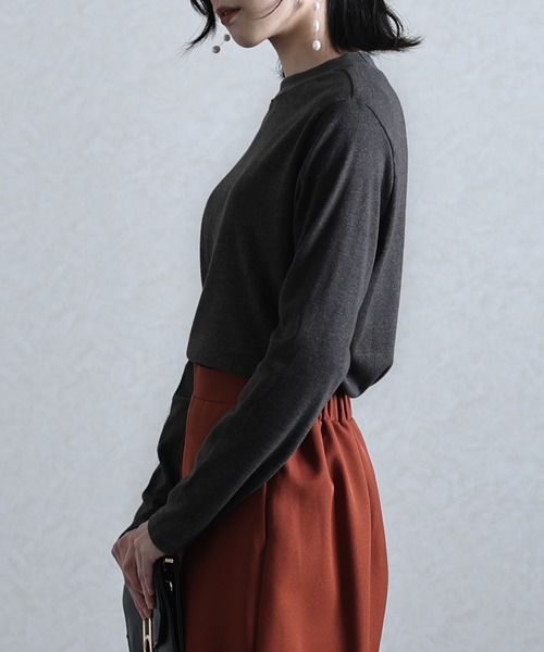 ElegChic tシャツ プチハイネックカットソー 長袖 レディース