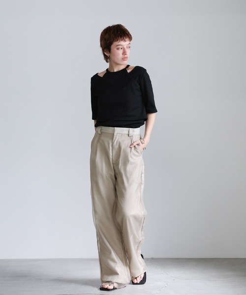 seyto サイズ3 / チュールレイヤードシアーワイドパンツ Tulle layered sheer wide pants / チュールレイヤードシアー
