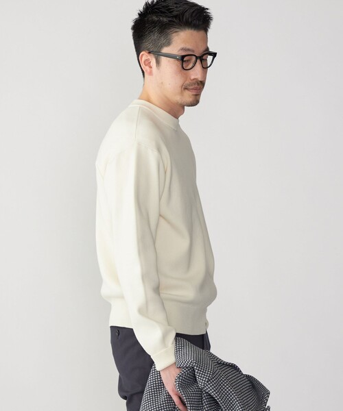 SHIPS 春夏用ニット SHIPS:〈手洗い可能〉HANDFRAME 16ゲージ コットン/ウール モック