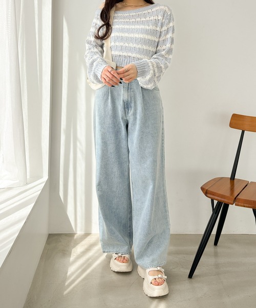 sheller ショルダーボアニット rienda | アシンメトリーショルダーKnit TOP (ニット ) |SHEL