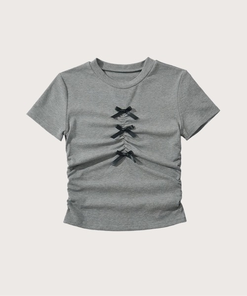 tシャツ フロントギャザーリボンT Front Gather Ribbon T レディース