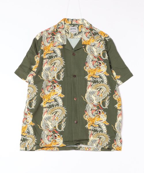 ブラウス シャツ HOUSTON /ヒューストン 41107 ALOHA SHIRT (龍虎) / アロハシャツ/ HS411 レディース メンズ HOUSTON ブラウス シャツ /ヒューストン 41107 ALOHA SHIRT