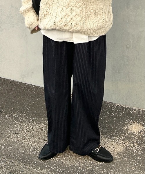 1chaku.（イッチャク） マルチサイズ スラックス パンツ ストライプ