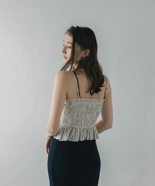 MINERTE キャミソール 「MINERTE」shirring stripe bustier